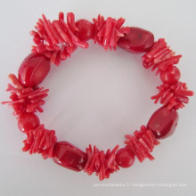 Bracelet élastique de corail rouge, bijoux (BR121028)